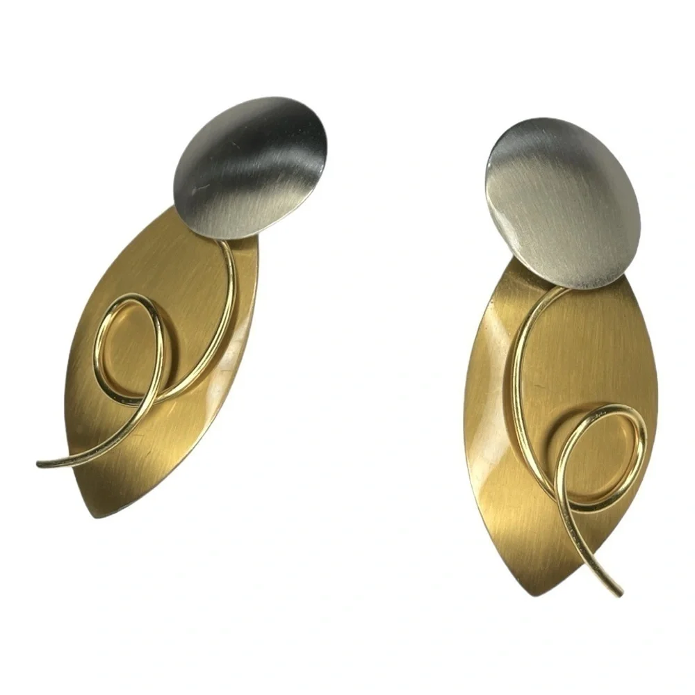 Vintage Two toned pierced earrings